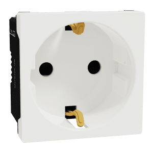 German Socket outlet, Miluz E, 16A, 250V, 2 Pin with earth, 2 Module, White