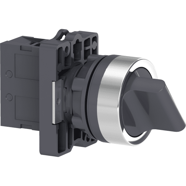 Complete selector switch, Easy Harmony XA2, plastic, black, 22mm, 2 positions, stay put, 1NO + 1NC