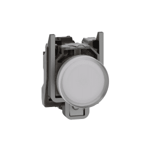 Pilot light, Harmony XB4,metal, white, 22mm, universal LED, plain lens, 230…240V AC