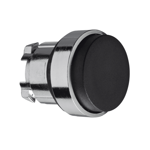 Head for non illuminated push button, Harmony XB4, metal, projecting, black, 22mm, spring return, unmarked