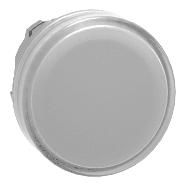 Head for pilot light, Harmony XB4, metal, white, 22mm, universal LED, plain lens