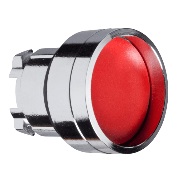 Head for illuminated push button, Harmony XB4, metal, red recessed, 22mm, spring return, high guard, unmarked