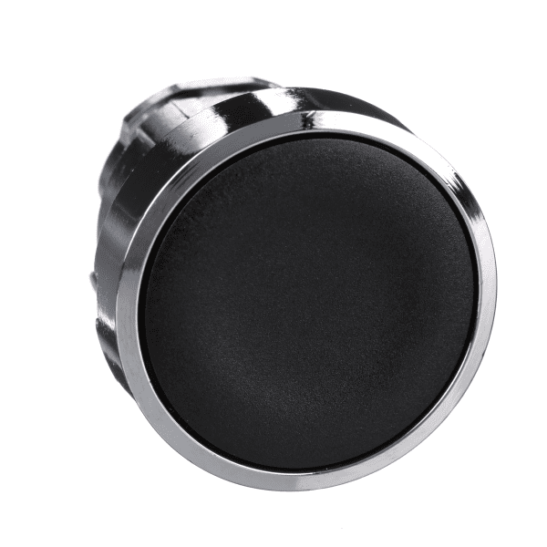 Head for non illuminated push button, Harmony XB4, metal, flush, black, 22mm, spring return, unmarked