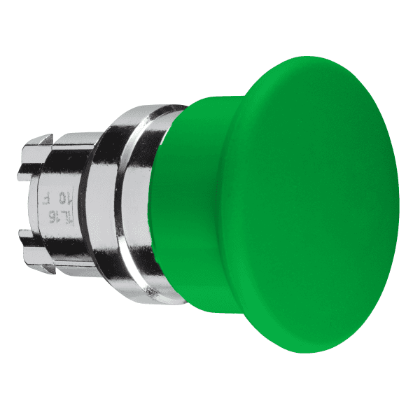 Head for non illuminated pushbutton, Harmony XB4, mushroom 40mm, metal, green, 22mm, spring return