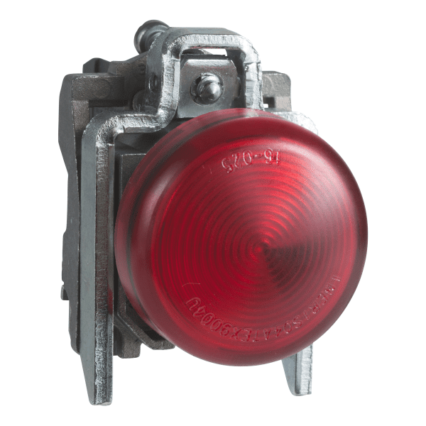 Pilot light, Harmony XB4 ATEX D, metal, red, 22mm, plain lens with integral LED, 24V AC DC, ATEX