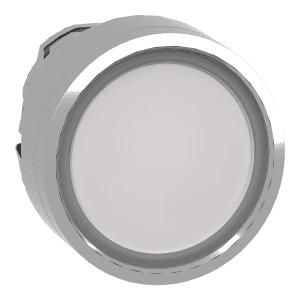 Head for illuminated push button, Harmony XB4, metal, white flush, 22mm, universal LED, push push, unmarked