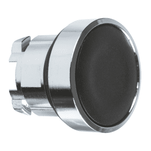 Head for non illuminated push button, Harmony XB4, metal, black, flush, 22mm, push push, unmarked