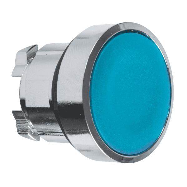 Head for illuminated push button, Harmony XB4, metal, blue flush, 22mm, push-push, unmarked