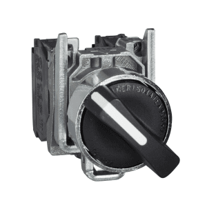 Selector switch, Harmony XB4 ATEX D, metal, black, 22mm, 2 positions, stay put, 1NO+1NC, ATEX