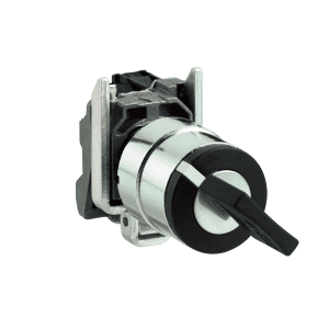 Complete selector switch, Harmony XB4, black Ø22 mm, 3 positions +/- 45°- stay put, 2 NO, ATEX