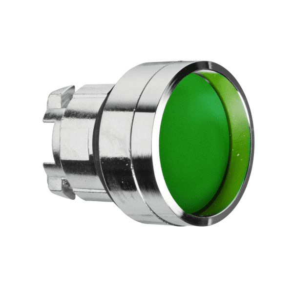 Head for non illuminated push button, Harmony XB4, metal, recessed, green, 22mm, spring return, unmarked