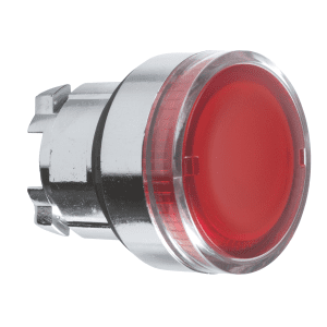 Head for illuminated push button, Harmony XB4, metal, flush, green, 22mm, spring return, plain lens for BA9s bulb