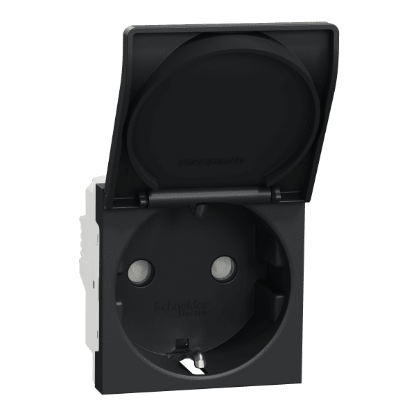 Socket-outlet, New Unica, mechanism, 2P + E, 16A, Schuko, with shutter, painted, anthracite