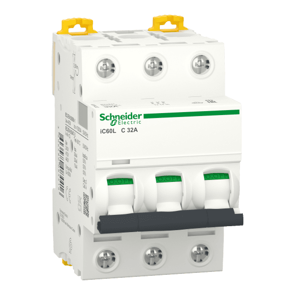 Miniature circuit breaker (MCB), Acti9 iC60L, 3P, 32A, C curve, 15000A (IEC/EN 60898-1), 20kA (IEC/EN 60947-2)