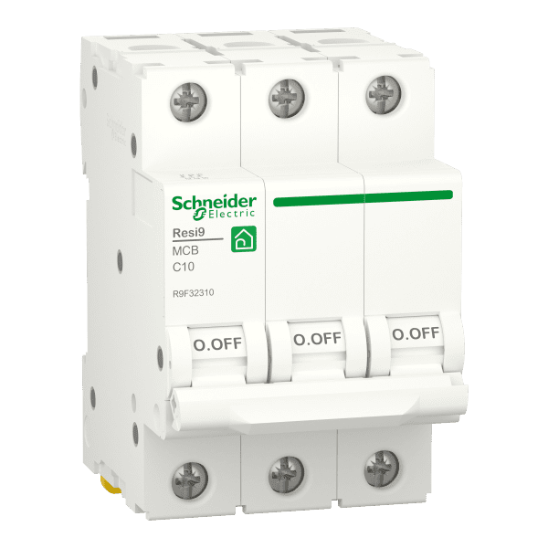 Miniature circuit breaker (MCB), Resi9, 3P, 10A, C curve, 4500A (IEC/EN 60898-1)