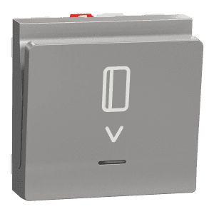 Card switch, New Unica, 1-pole 2-way, 10A, 2 modules, screwless terminals, painted, IP4X, aluminium