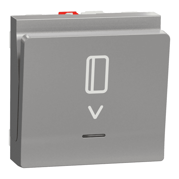 Card switch, New Unica, 1-pole 2-way, 10A, 2 modules, screwless terminals, painted, IP4X, aluminium