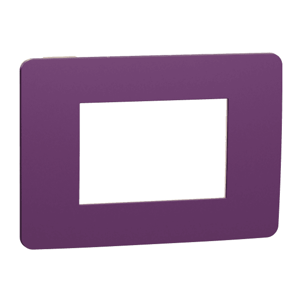 Cover frame, New Unica, 1 gang, 3 modules, plum and beige