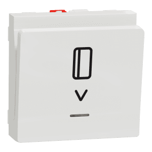 Card switch, New Unica, 1-pole 2-way, 10A, 2 modules, screwless terminals, untreated, IP4X, white