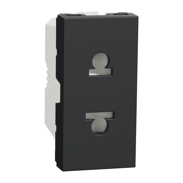 Socket-outlet, New Unica, 2P, 16A, Euroamerican, with shutter, anthracite