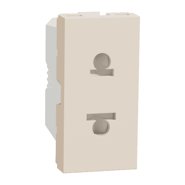 Socket-outlet, New Unica, 2P, 16A, Euroamerican, with shutter, beige