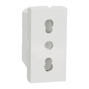 Socket-outlet, New Unica, 2P, 16A, Euroamerican, with shutter, aluminium