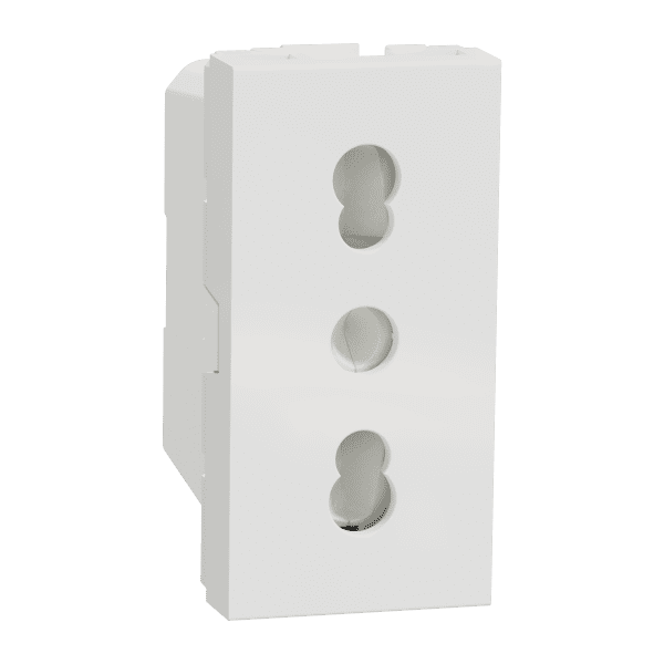 Socket-outlet, New Unica, 2P, 16A, Euroamerican, with shutter, aluminium