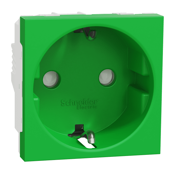 Socket-outlet, New Unica, mechanism, 2P + E, 16A, Schuko, with shutter, glossy, antibacterial, green