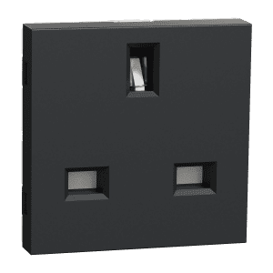 Socket-outlet, New Unica, 2P+E, 13A, British, with shutter, 2 modules, anthracite