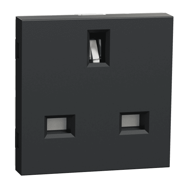 Socket-outlet, New Unica, 2P+E, 13A, British, with shutter, 2 modules, anthracite