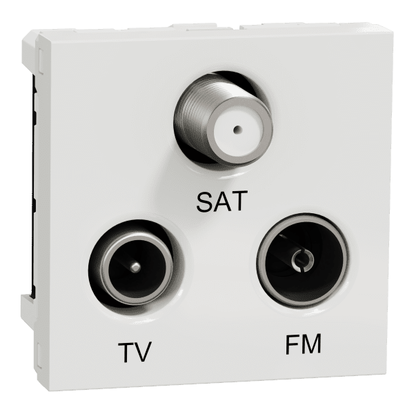 TV/FM/SAT socket, New Unica, mechanism, 2 modules, male IEC 9.52 mm, IP20, white