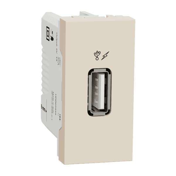 New Unica - USB charger 1 A - 1 module - type A - beige