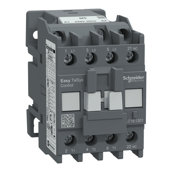 Contactor,Easy TeSys Control,LC1E,3P(3NO),AC-3,<=440V,12A,220V AC coil,50Hz,1NC auxiliary contact