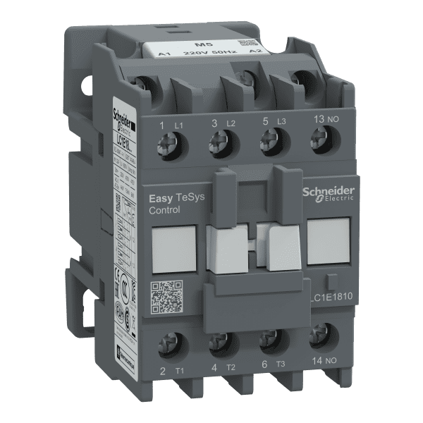 Contactor,Easy TeSys Control,LC1E,3P(3NO),AC-3,<=440V,18A,220V AC coil,50Hz,1NC auxiliary contact