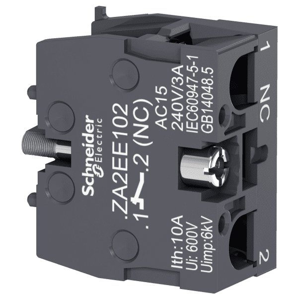 Single contact block, Harmony XB4, silver alloy, screw clamp terminal, 1NO