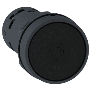 Monolithic push button, Harmony XB7, plastic, black, 22mm, spring return, unmarked, 1NO+1NC