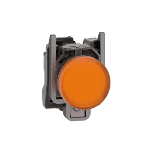 Pilot light, Harmony XB4,metal, orange, 22mm, universal LED, plain lens, 230…240V AC