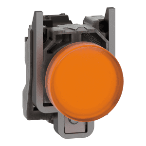 Pilot light, Harmony XB4,metal, orange, 22mm, universal LED, plain lens, 24V AC DC