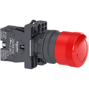 Complete emergency switching off push button, Easy Harmony XA2, plastic, red mushroom 30mm, 22mm, turn to release, 1NC