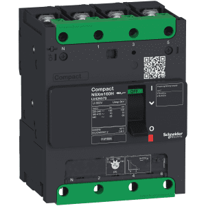 circuit breaker ComPact NSXm H (70 kA at 415 VAC), 4P 3d, 160 A rating TMD trip unit, compression lugs and busbar connectors