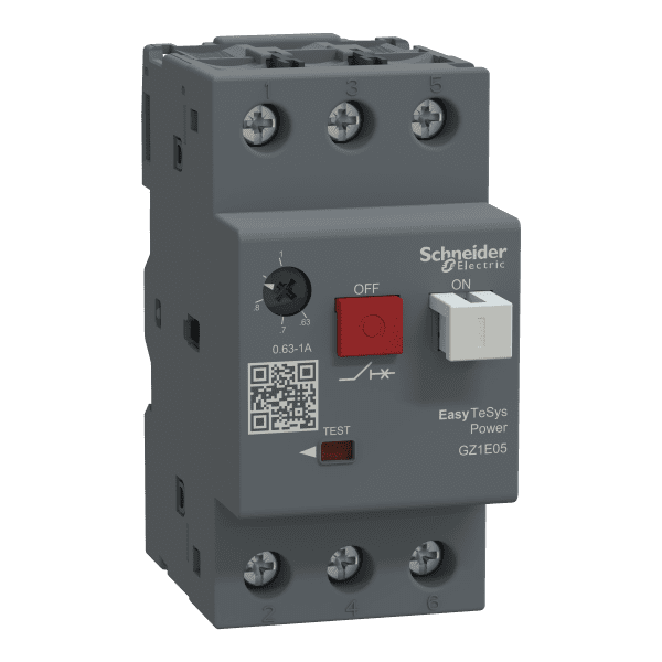 Motor circuit breaker,Easy TeSys Power,GZ1E,AC-3,3P,0.63..1A,thermal magnetic trip