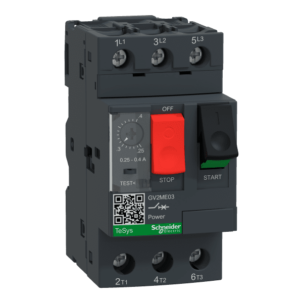 Motor circuit breaker, TeSys Deca, 3P, 0.25 to 0.4A, thermal magnetic, screw clamp terminals, button control