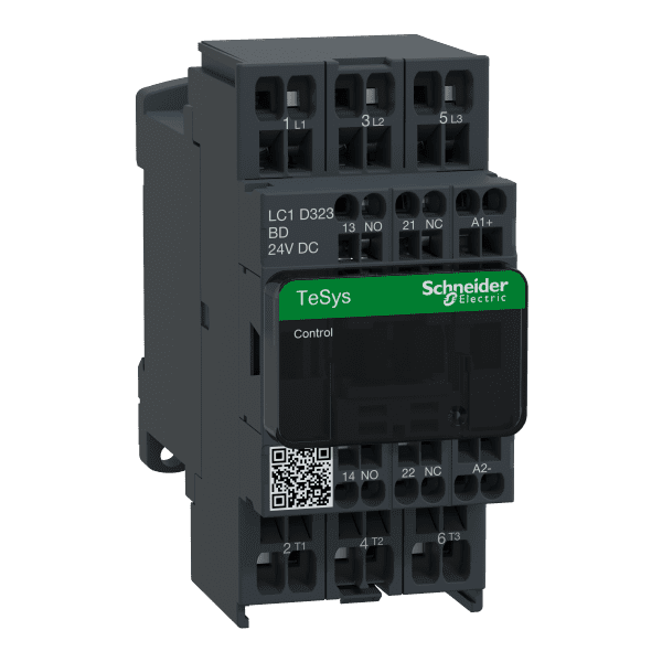 Contactor, TeSys Deca, 3P(3NO), AC-3/AC-3e, <=440V, 32A, 24V DC coil, spring terminals