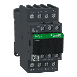 Contactor, TeSys Deca, 4P(4 NO), AC-1, <=440V, 40A, 24VDC standard coil, screw clamp terminal