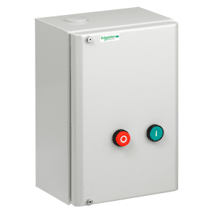 Enclosed DOL starter,TeSys LE,40A,230V AC coil,including 1 LC1D,2 pushbuttons