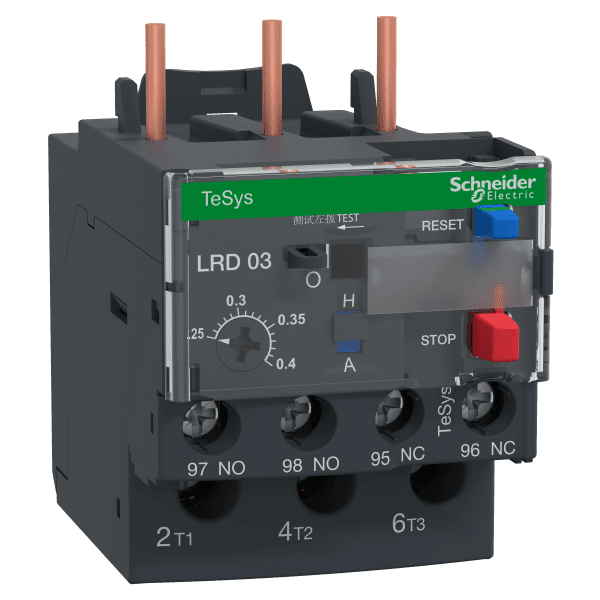 Thermal overload relay, TeSys Deca, 690VAC, 0.25 to 0.4A, 1NO+1NC, class 10A, screw clamp