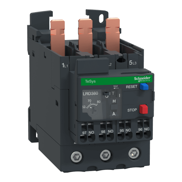 Thermal overload relay,TeSys Deca,62-80A,1NO+1NC,class10A,EverLink springs